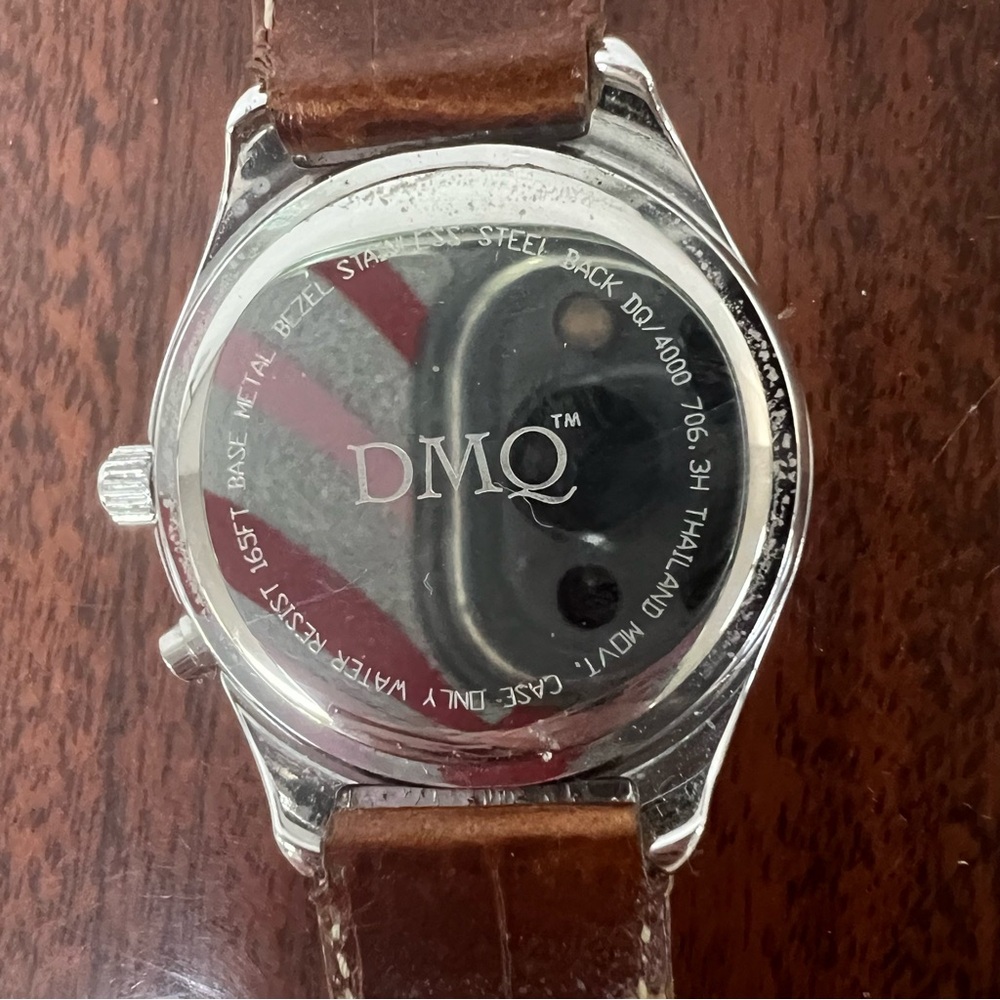 DMQ Diamonique Watch Brown Leather strap Silver Tone Jeweled QVC - Picture 6 of 14